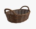 Oval Wicker Basket With Handles Dark Brown 3D модель