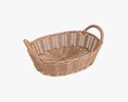 Oval Wicker Basket With Handles Light Brown 3D модель