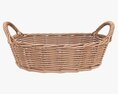 Oval Wicker Basket With Handles Light Brown 3D 모델 