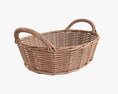 Oval Wicker Basket With Handles Light Brown 3D модель