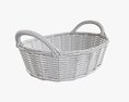 Oval Wicker Basket With Handles Light Brown 3D 모델 