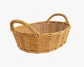 Oval Wicker Basket With Handles Medium Brown 3d model