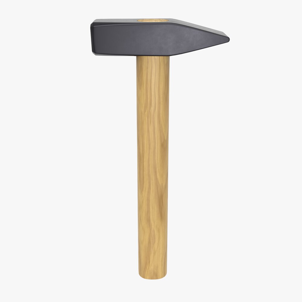 Universal Hammer With Wooden Handle 3D-Modell