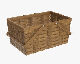 Picnic Wicker Basket With Handles Dark Brown Modèle 3D
