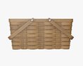 Picnic Wicker Basket With Handles Dark Brown 3Dモデル