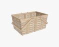Picnic Wicker Basket With Handles Light Brown 3D 모델 