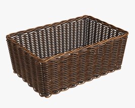 Rectangular Wicker Basket 01 Dark Brown 3D модель
