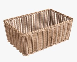 Rectangular Wicker Basket 01 Light Brown 3D model