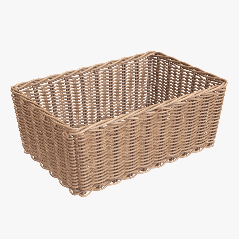Rectangular Wicker Basket 01 Light Brown 3D模型