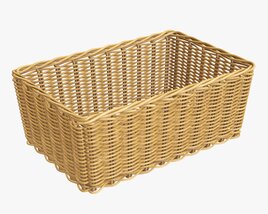 Rectangular Wicker Basket 01 Medium Brown 3D model