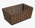 Rectangular Wicker Basket 02 Dark Brown 3D 모델 