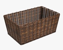 Rectangular Wicker Basket 02 Dark Brown Modèle 3D