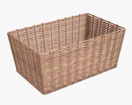 Rectangular Wicker Basket 02 Light Brown Modèle 3D