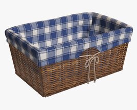 Rectangular Wicker Basket With Fabric Dark Brown 3D模型