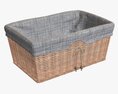 Rectangular Wicker Basket With Fabric Light Brown 3d model