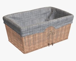 Rectangular Wicker Basket With Fabric Light Brown Modelo 3D