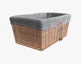 Rectangular Wicker Basket With Fabric Light Brown 3d model