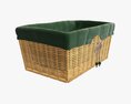 Rectangular Wicker Basket With Fabric Medium Brown 3d model