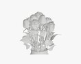 Rose Flowers In Vase 3d model