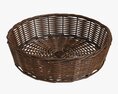 Round Wicker Basket Dark Brown 3d model