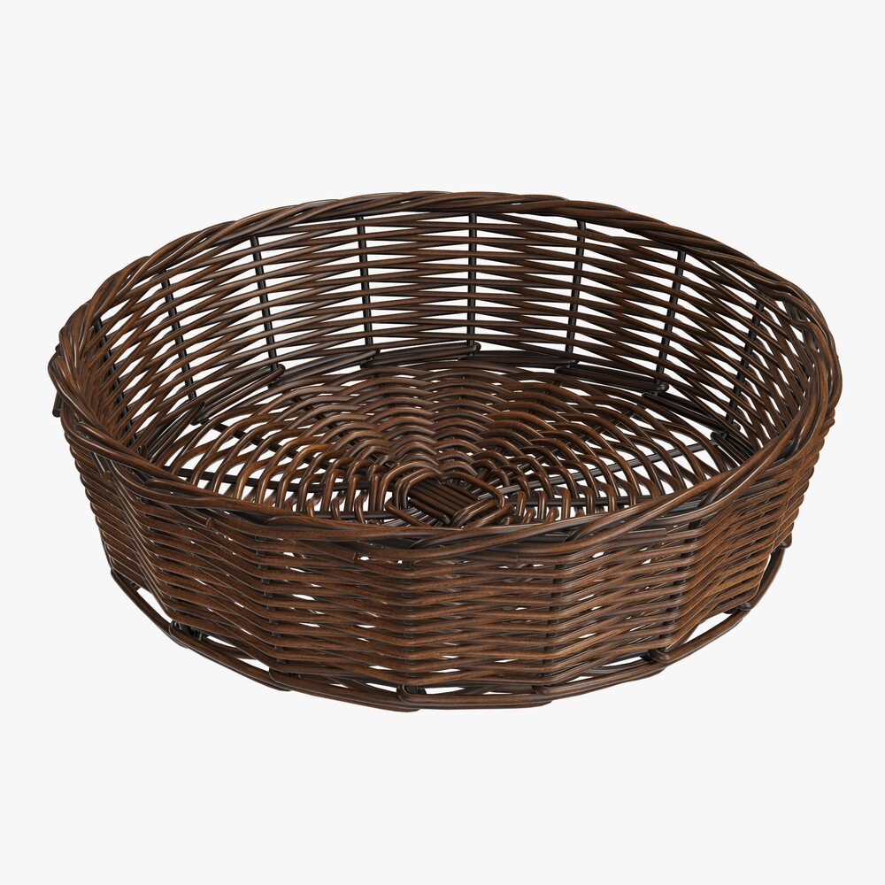 Round Wicker Basket Dark Brown 3D model