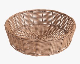 Round Wicker Basket Light Brown 3D model