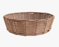 Round Wicker Basket Light Brown 3d model