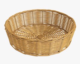Round Wicker Basket Medium Brown 3D model