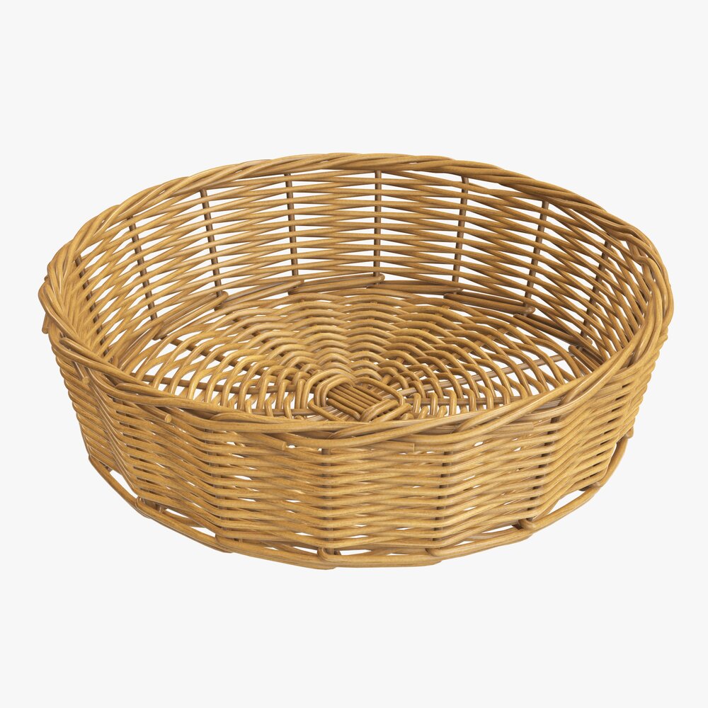Round Wicker Basket Medium Brown 3D model