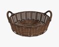 Round Wicker Basket With Handle Dark Brown 3D модель