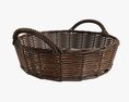 Round Wicker Basket With Handle Dark Brown 3D 모델 