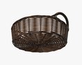 Round Wicker Basket With Handle Dark Brown 3d model
