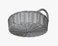 Round Wicker Basket With Handle Dark Brown 3D 모델 