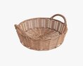 Round Wicker Basket With Handle Light Brown Modello 3D