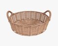Round Wicker Basket With Handle Light Brown 3D模型