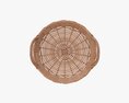 Round Wicker Basket With Handle Light Brown 3d model
