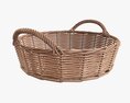 Round Wicker Basket With Handle Light Brown Modelo 3d