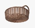 Round Wicker Basket With Handle Light Brown Modèle 3d