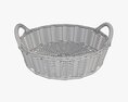 Round Wicker Basket With Handle Light Brown 3D-Modell