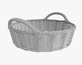 Round Wicker Basket With Handle Light Brown 3Dモデル
