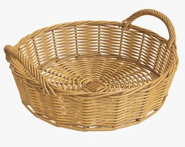 Round Wicker Basket With Handle Medium Brown 3D 모델 