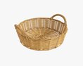 Round Wicker Basket With Handle Medium Brown 3d model