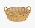 Round Wicker Basket With Handle Medium Brown Modelo 3d