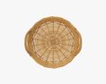 Round Wicker Basket With Handle Medium Brown 3d model