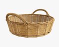 Round Wicker Basket With Handle Medium Brown 3D модель