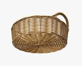 Round Wicker Basket With Handle Medium Brown Modelo 3D