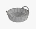 Round Wicker Basket With Handle Medium Brown 3Dモデル