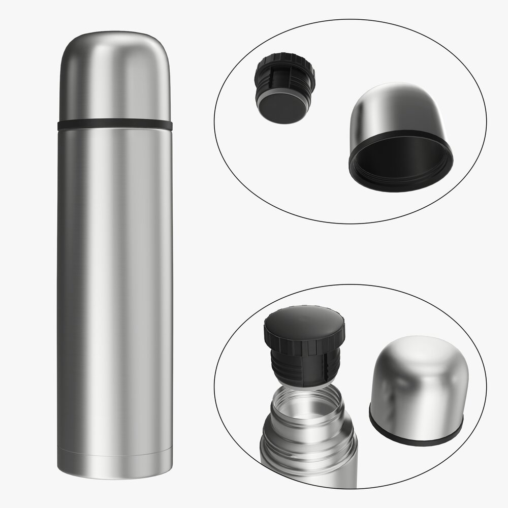 Thermos Large Stainless Steel With Cup Modello 3D