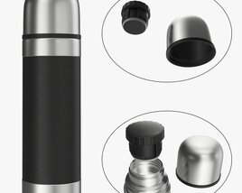 Thermos Large Stainless Steel With Cup And Holder 3D model