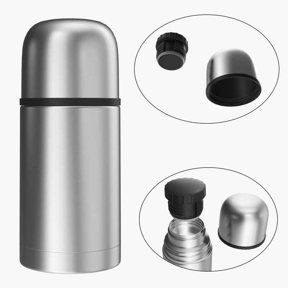 Thermos Small Stainless Steel With Cup 3D 모델 